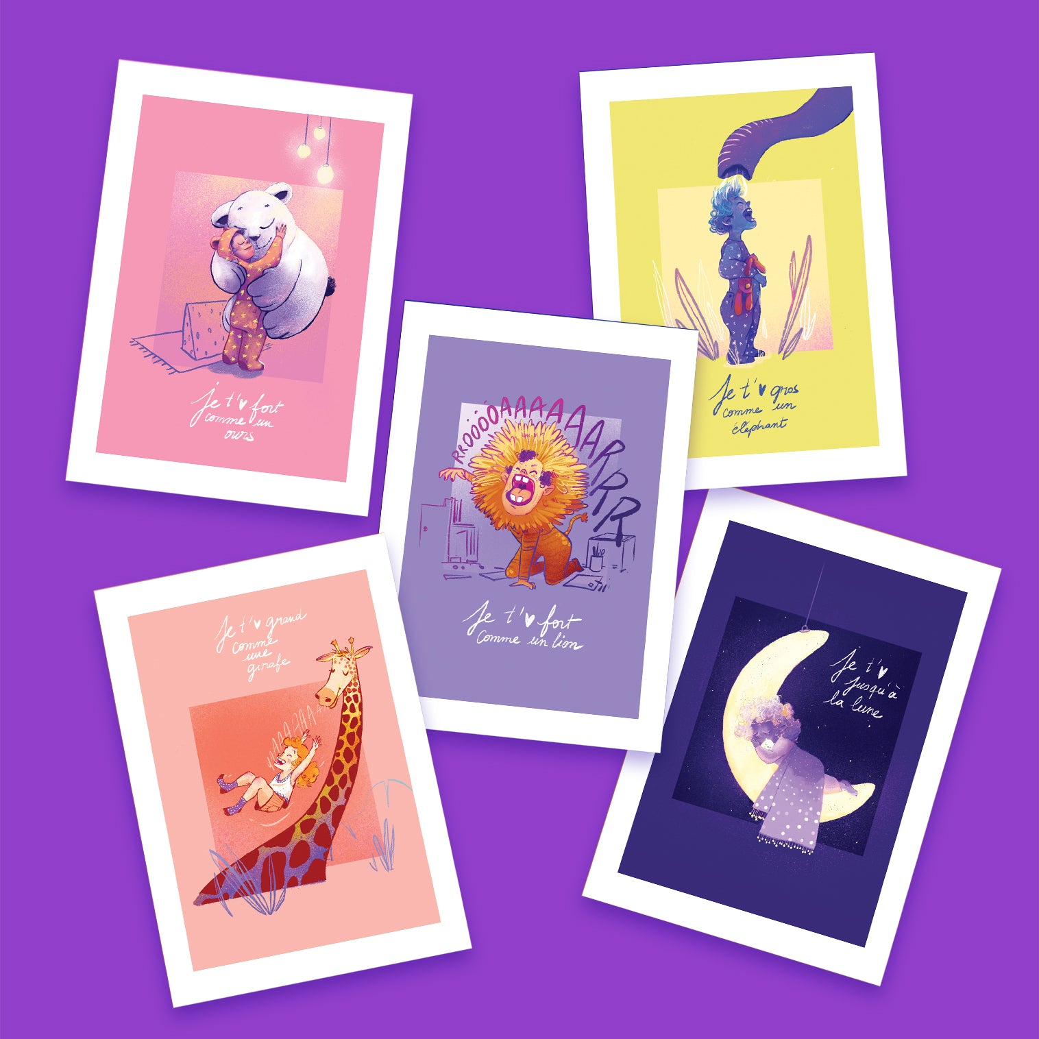 Pack de 5 - Illustration 2500 Voix - [Je t'aime comme] - A5
