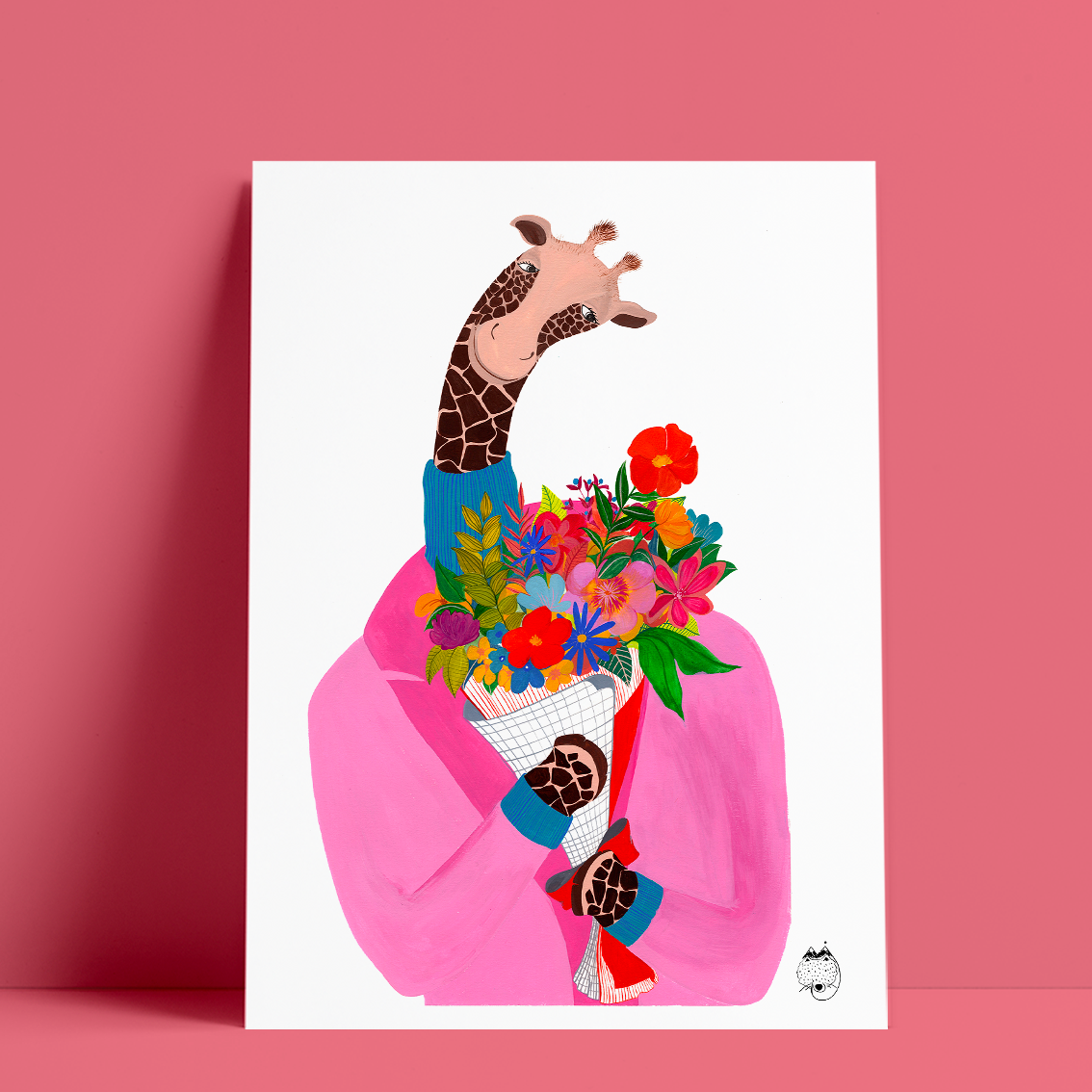 Mathilde Joly - [La girafe au bouquet] - 30x40cm, 50 ex.